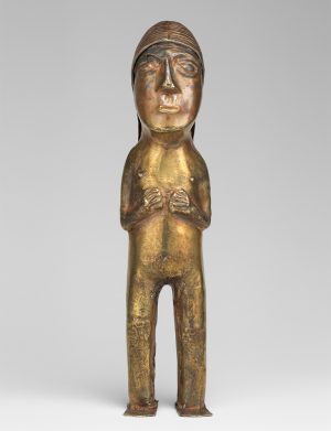 Female figurine, 1400–1533, Inka, Silver-gold alloy, 14.9 x 3.5 cm (The Metropolitan Museum of Art)