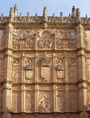 University of Salamanca, façade begun c. 1415 (photo: Zarateman, public domain)