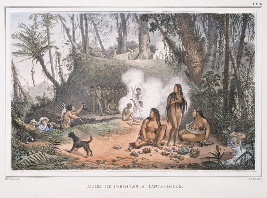 Jean-Baptiste Debret, “Native Village in Cantagalo,” from Voyage pittoresque et historique au Brésil, 1834-9