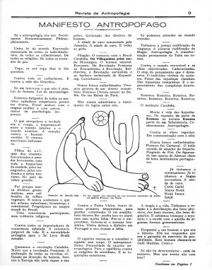 Oswald de Andrade, Manifesto Antropófago (Cannibalist Manifesto), Revista de Antropofagia (Journal of Anthropophagy), May 1928
