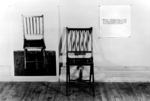 Joseph Kosuth, One and Three Chairs, 1965, Wood folding chair, mounted photograph of a chair, and mounted photographic enlargement of the dictionary definition of "chair" (The Museum of Modern Art, New York)