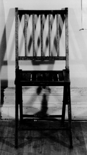Joseph Kosuth, One and Three Chairs, 1965, wood folding chair, mounted photograph of a chair, and mounted photographic enlargement of the dictionary definition of "chair" (MoMA)