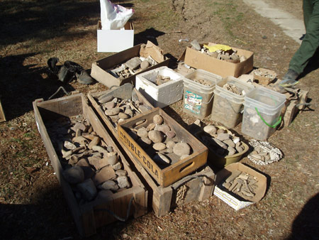Artifacts illegally excavated from a prehistoric Native American site on a Southern Illinois National Wildlife Refuge (NWR) were seized by the U.S. Fish & Wildlife Service. (U.S. Fish & Wildlife Service)