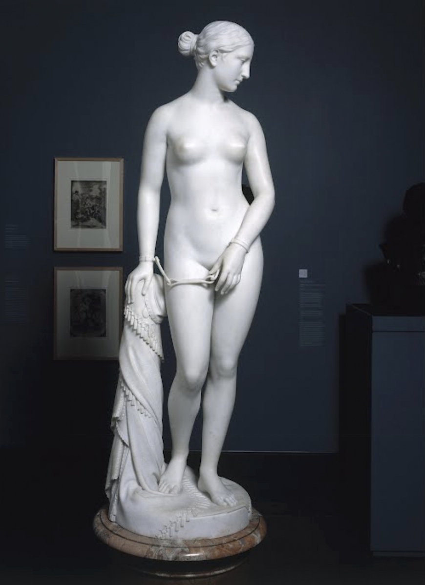 Hiram Powers, The Greek Slave, 1869, marble, 166.4 x 48.9 x 47.6 cm (The Brooklyn Museum)