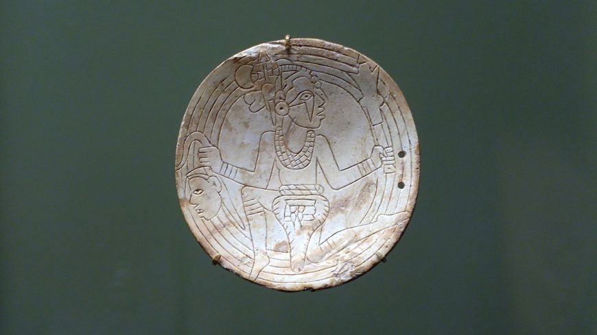 Gorget, c. 1250-1350, probably Middle Mississippian Tradition, whelk shell, 10 x 2 cm (National Museum of the American Indian, Smithsonian Institution, 18/853)