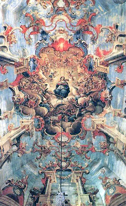 Manoel da Costa Ataíde, pintura de techo, interior de Igreja de São Francisco de Assis, finales del siglo XVII, Ouro Preto, Brasil