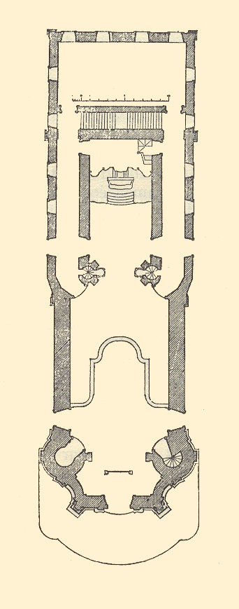 Plan of Igreja de São Francisco de Assis, Ouro Preto, from Germain Bazin, L’Architecture Religieuse Baroque au Brésil (Paris: Librairie Plon, 1947)