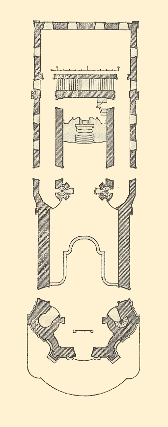 Plano de Igreja de São Francisco de Assis, Ouro Preto, de Germain Bazin, L'Architecture Religieuse Barroco au Brésil (París: Librairie Plon, 1947)