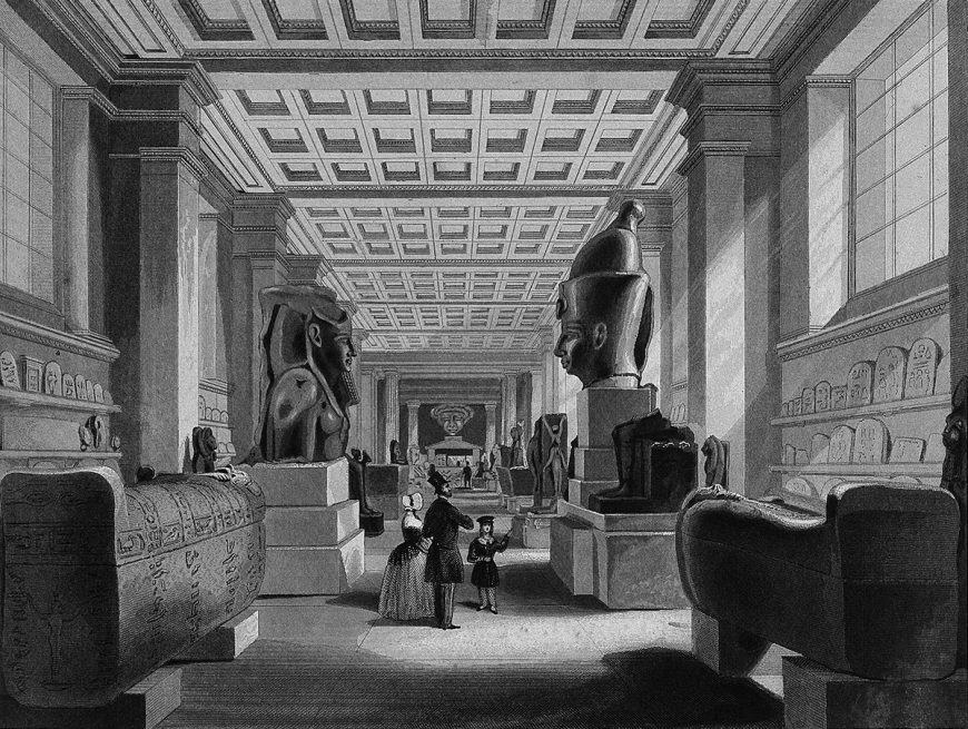Benjamin Sly, The British Museum: The Egyptian Room, 1844, engraving by Radclyffe (The Wellcome Collection)
