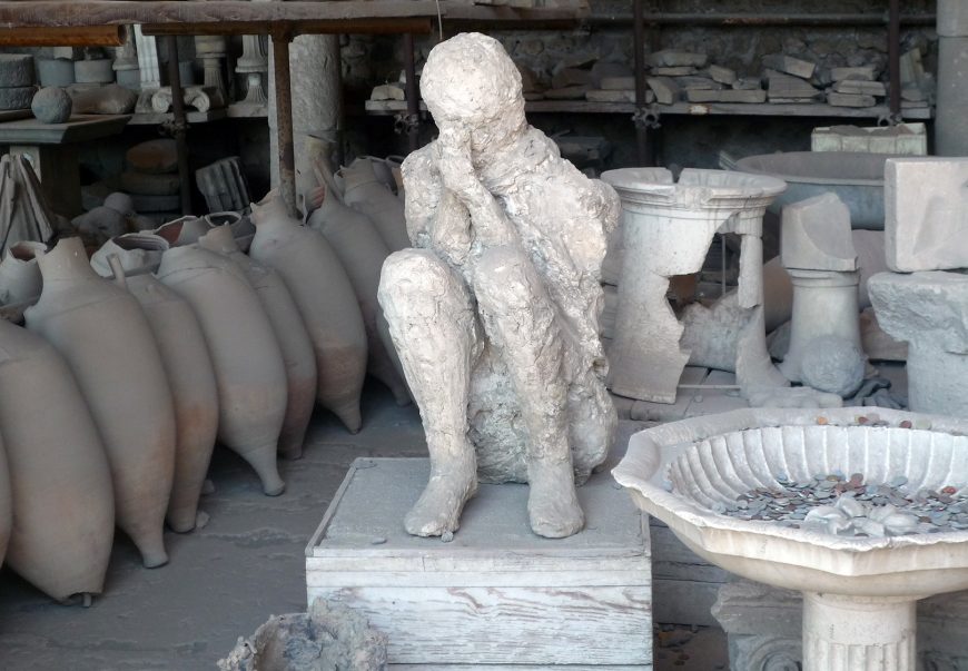 Plaster cast of body, Forum storage, Pompeii (photo: Steven Zucker, CC BY-NC-SA 2.0)