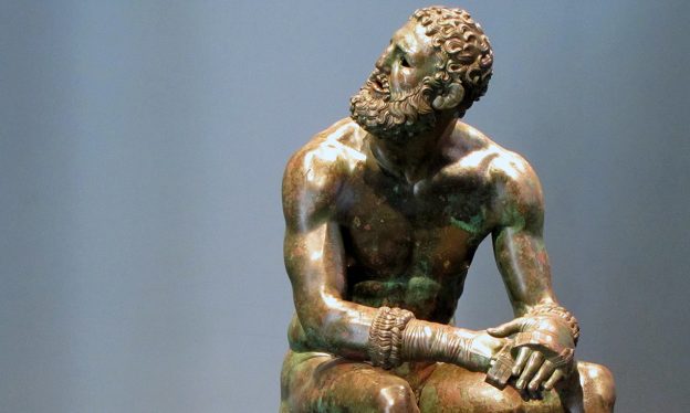 Apollonius, Boxer at Rest, c. 100 B.C.E., bronze, Hellenistic Period (Palazzo Massimo, Museo Nazionale Romano, Rome)