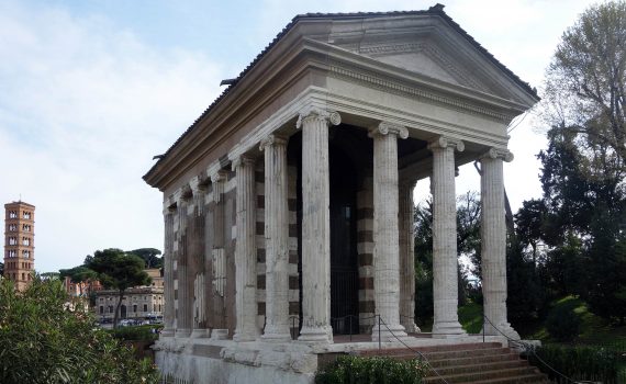 Temple of Portunus (formerly known as Fortuna Virilis), travertine, tufa, and stucco, c. 120-80 B.C.E.