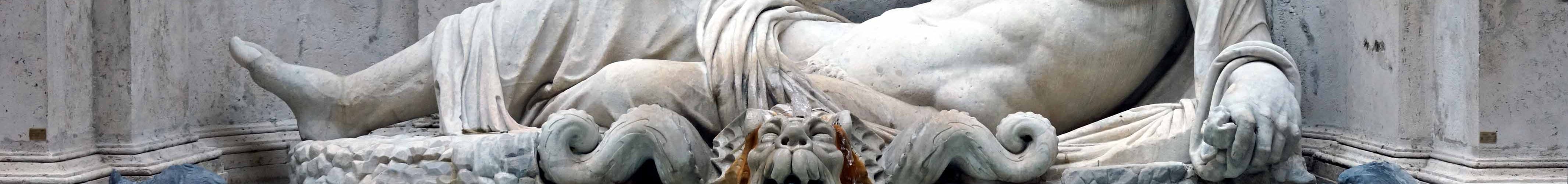 Colossal statue restored as Oceanus: “Marforio,” marble, 242 cm (Roman), 1st - 2nd century CE (Captioline Museums)
