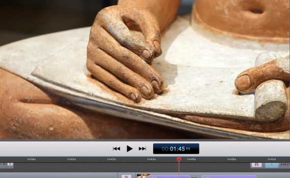 Screenshot of editing the Seated Scribe video