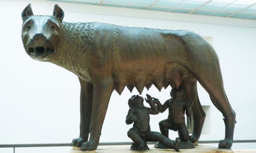 Capitoline Wolf, 5th century B.C.E. or medieval, bronze, 75 cm high (Capitoline Museums, Rome; photo: Steven Zucker, CC BY-NC-SA 2.0)