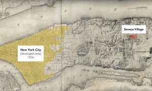 Map of Manhattan showing Seneca Village