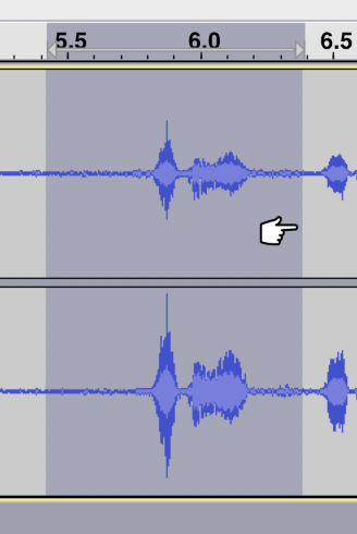 Adjusting the selection in Audacity