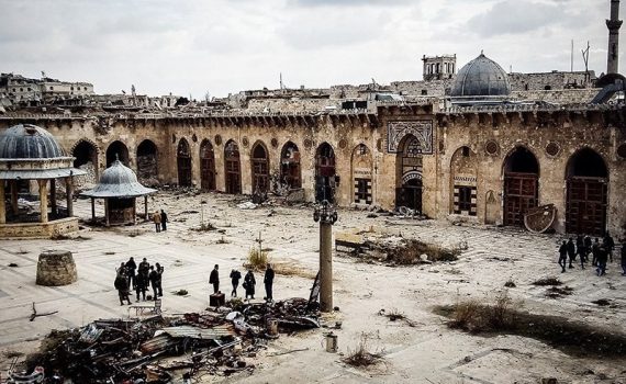 The ruins of the 11th century Great Umayyad Mosque, Aleppo, Syria (photo: Fathi Nezam from Tasnim News Agency, CC BY 4.0