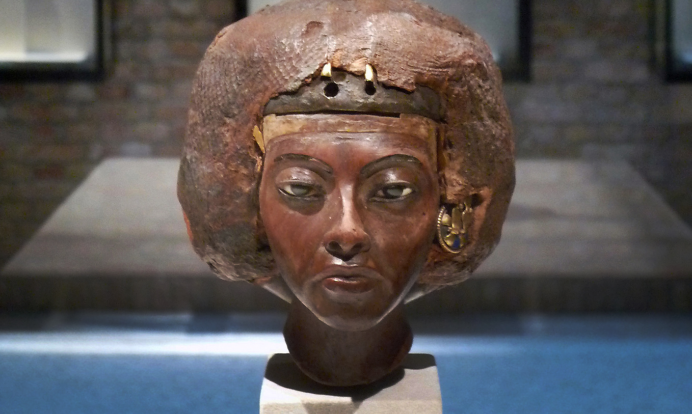 Portrait Head of Queen Tiye with a Crown of Two Feathers