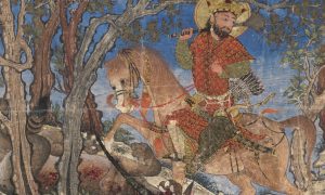 Bahram Gur Fights the Horned Wolf (painting) - detail