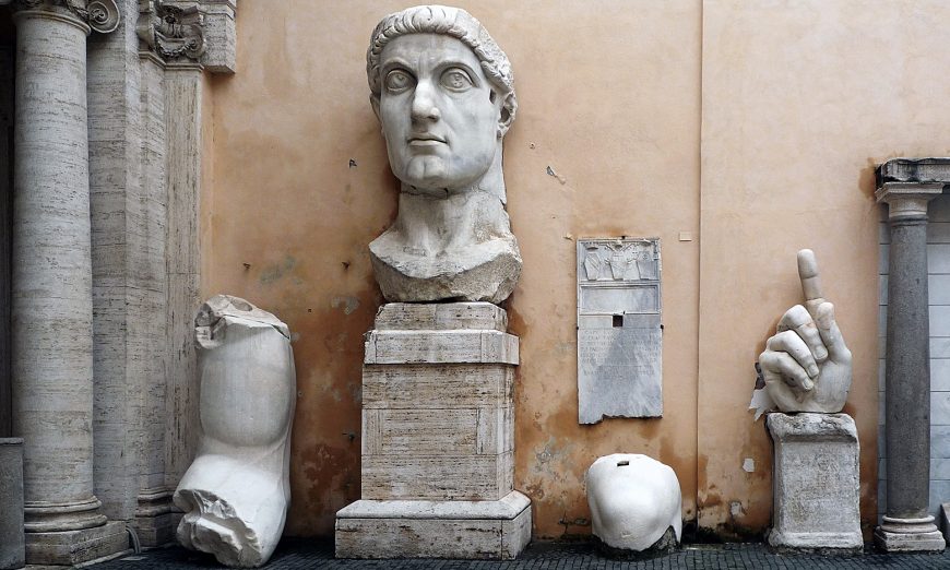 The Colossus of Constantine, c. 312–315 C.E., marble (Palazzo dei Conservatori, Musei Capitolini, Rome; photo: Steven Zucker, CC BY-NC-SA 2.0)