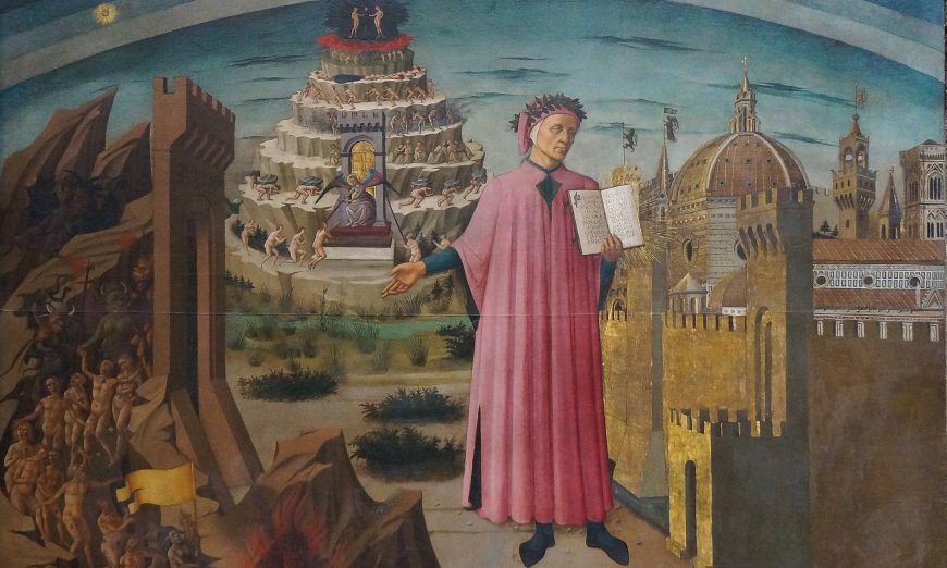Domenico di Michelino, Dante holding the Divine Comedy, 1465 (Santa Maria del Fiore, Florence)