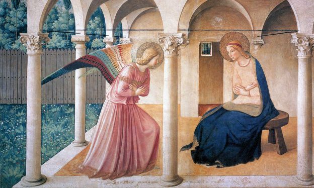Fra Angelico, The Annunciation, c. 1438-47, fresco, 230 x 321 cm (Convent of San Marco, Florence)