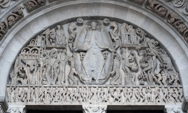 Last Judgment, Tympanum, Central Portal on West facade of the Cathedral of St. Lazare, Autun (France), c. 1130-46