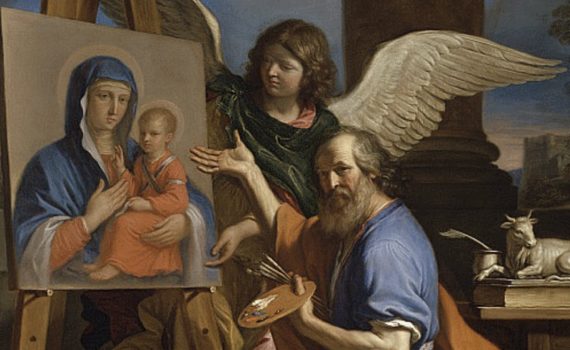 Guercino, St. Luke Displaying a Painting of the Virgin- detail