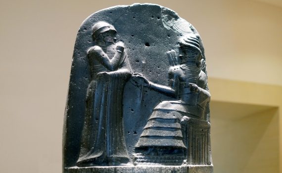 Law Code Stele of King Hammurabi, basalt, Babylonian, 1792-1750 B.C.E. (Musée du Louvre, Paris)