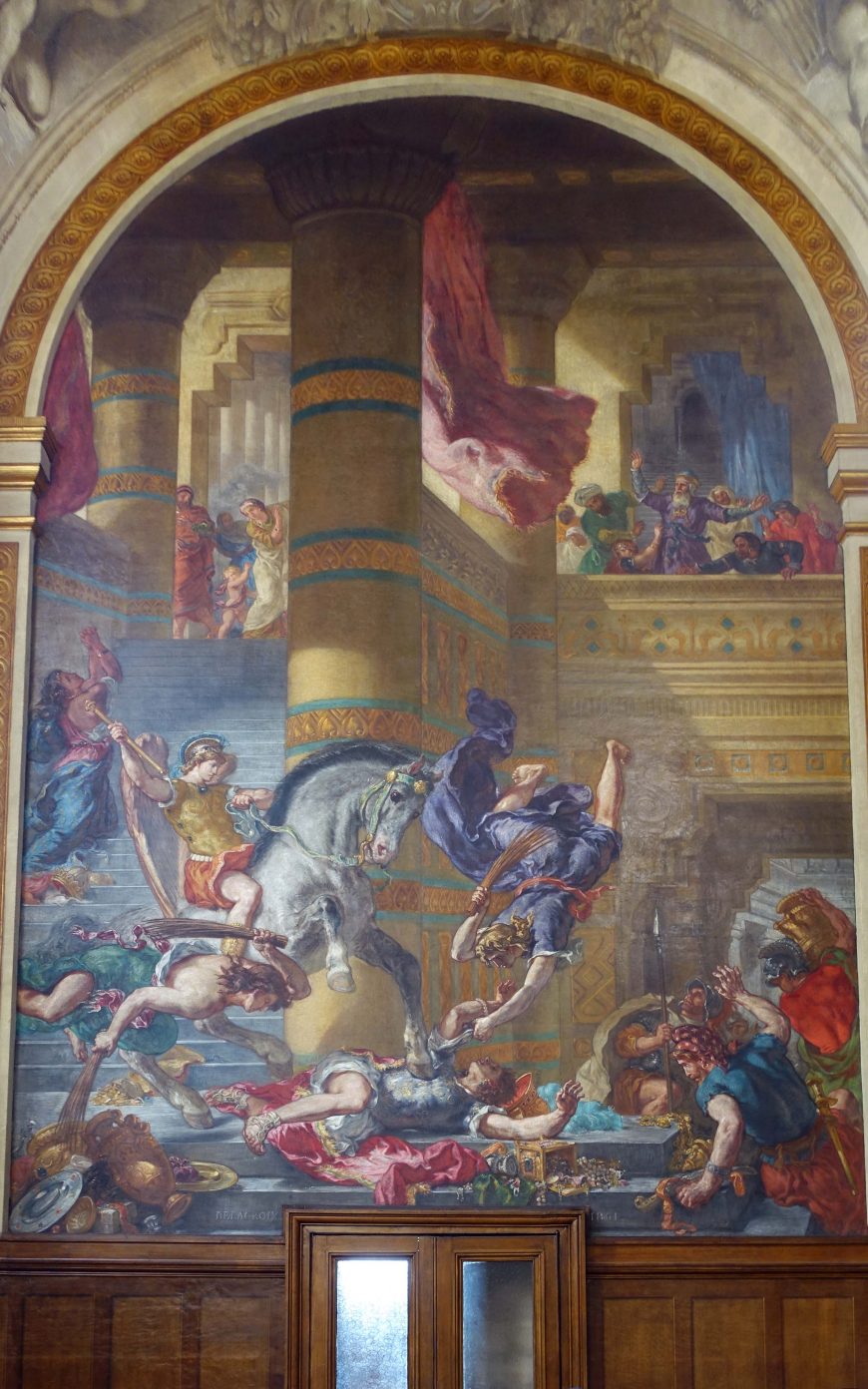 Eugène Delacroix, <em>Heliodorus Vanquished from the Temple</em>, completed 1861, mural in <span style="font-weight: 400;">the Chapel of the Holy Angels, </span>Church of Saint-Sulpice, Paris (photo: Dr. Steven Zucker)