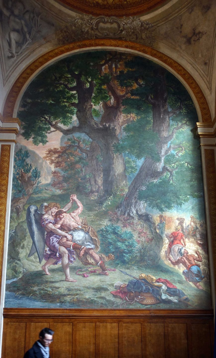Eugène Delacroix, <i><span style="font-weight: 400;">Jacob Wrestling with the Angel</span></i>, completed 1861, mural in the Chapel of the Holy Angels, Church of Saint-Sulpice, Paris (photo: Dr. Steven Zucker)