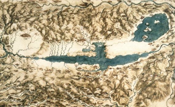 Leonardo da Vinci, Letter to the Duke of Milan - detail of map of Tuscany