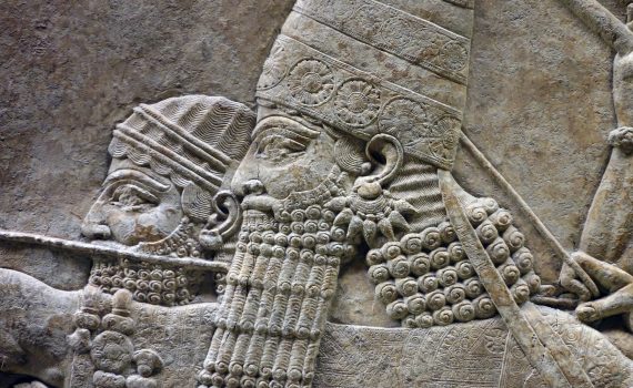 Lion Hunts of Ashurbanipal (ruled 669-630 B.C.E.), c. 645 B.C.E., gypsum,Neo-Assyrian, hall reliefs from Palace at Ninevah across the Tigris from present day Mosul, Iraq; excavated by H. Rassam beginning in 1853 (British Museum)