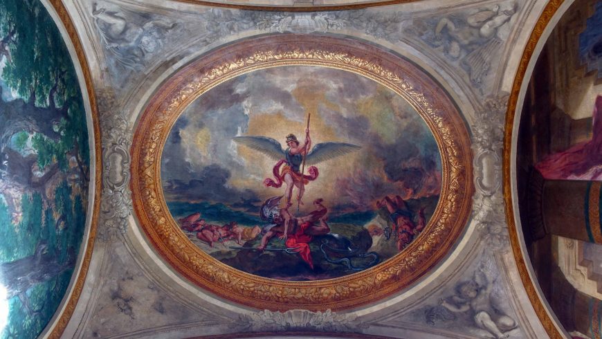 Eugène Delacroix, <i><span style="font-weight: 400;">Saint Michael Vanquishing the Demon</span></i>, completed 1861, mural in <span style="font-weight: 400;">the Chapel of the Holy Angels, </span>Church of Saint-Sulpice, Paris (photo: Dr. Steven Zucker)