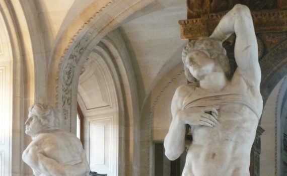 Michelangelo, Slaves (commonly referred to as the Dying Slave and the Rebellious Slave), marble, 2.09 m high, 1513-15 (Musée du Louvre, Paris) -detail