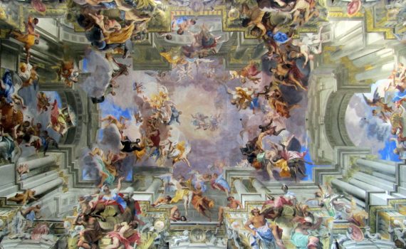 Fra Andrea Pozzo, Glorification of Saint Ignatius, ceiling fresco in the nave of Sant'Ignazio, Rome, 1691-94 - detail