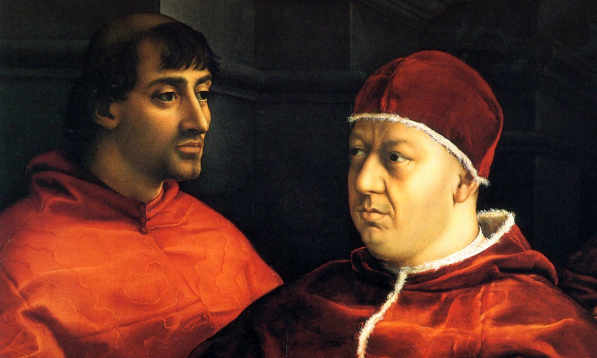 Raphael, Portrait of Pope Leo X with Cardinals Giulio de’Medici and Luigi de’Rossi - thumb