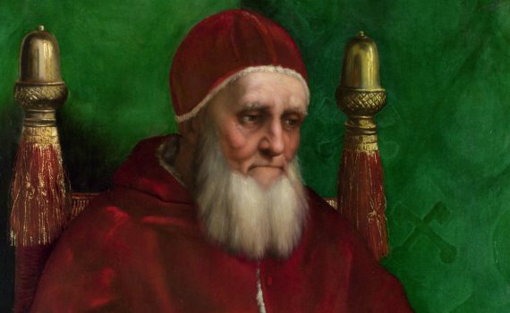 Raphael, Portrait of Pope Julius II-detail