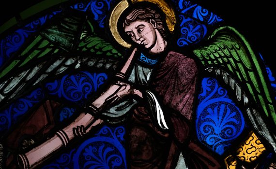 Angel awakening the dead at the Last Judgment (Cluny) Sainte-Chapelle, Île de la Cité, Paris, 1248