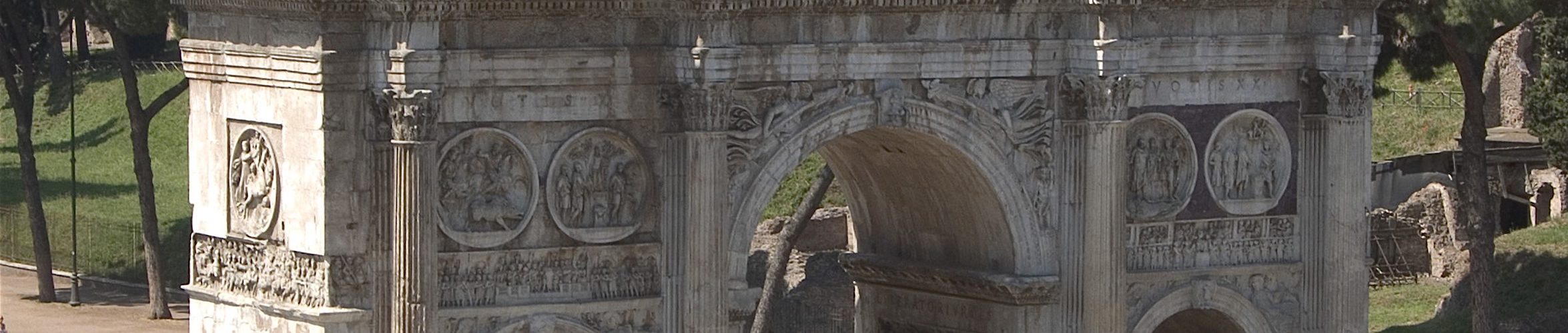 Arch of Constantine, 312-315 C.E., and older spolia, marble and porphyry, Rome