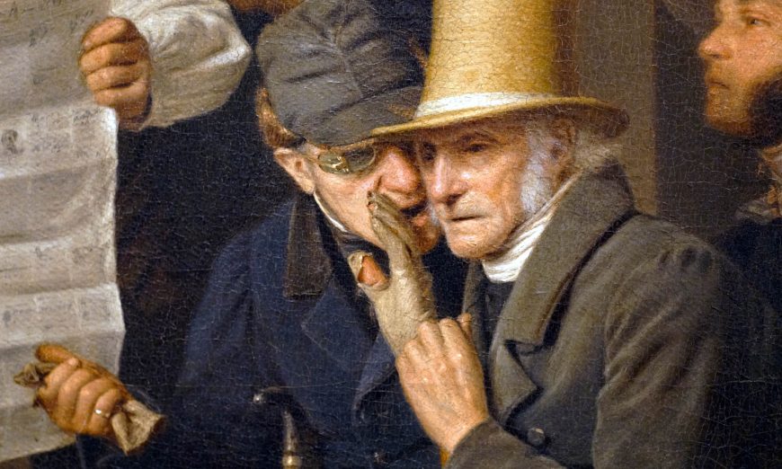 Woman in window (detail), Richard Caton Woodville, War News from Mexico, 1848, oil on canvas, 68.6 × 63.5 cm (Crystal Bridges Museum of American Art, Bentonville, Arkansas)