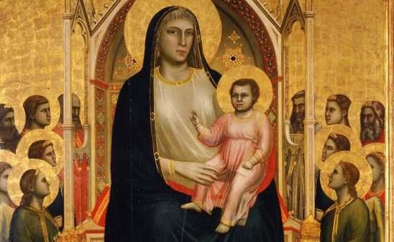 Giotto di Bondone, The Ognissanti Madonna, 1306–10, tempera on panel, 325 x 204 cm (Galleria degli Uffizi, Florence; photo: Steven Zucker, CC BY-NC-SA 2.0)