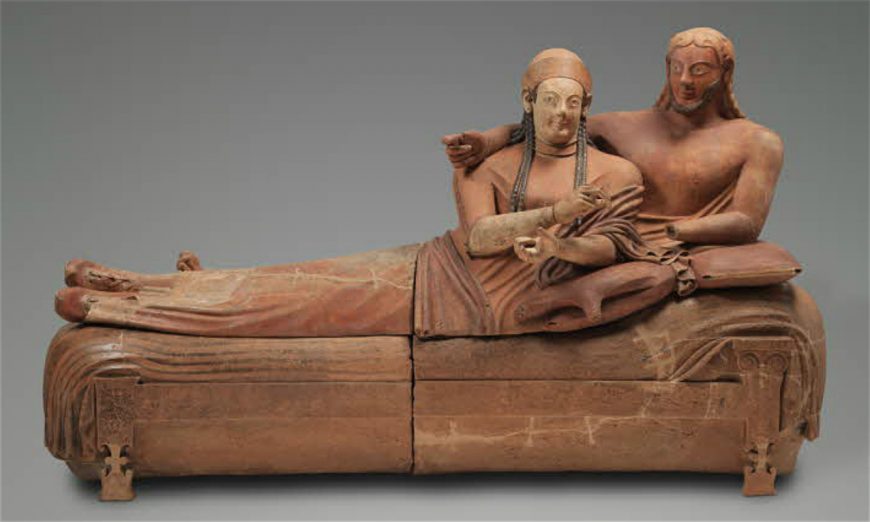 Sarcophagus of the Spouses, Etruscan, c. 520-510 B.C.E., painted terracotta (Musée du Louvre)