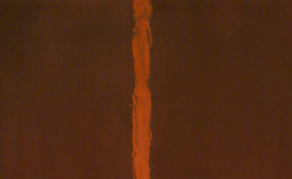 Barnett Newman, Onement, I, 1948, oil on canvas ,27 1/4 x 16 1/4" (69.2 x 41.2 cm) (MoMA)