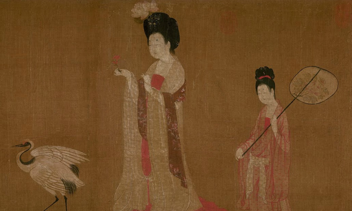 Smarthistory – Attributed to Zhou Fang, Ladies Wearing Flowers in Their Hair, image size:1188x714
