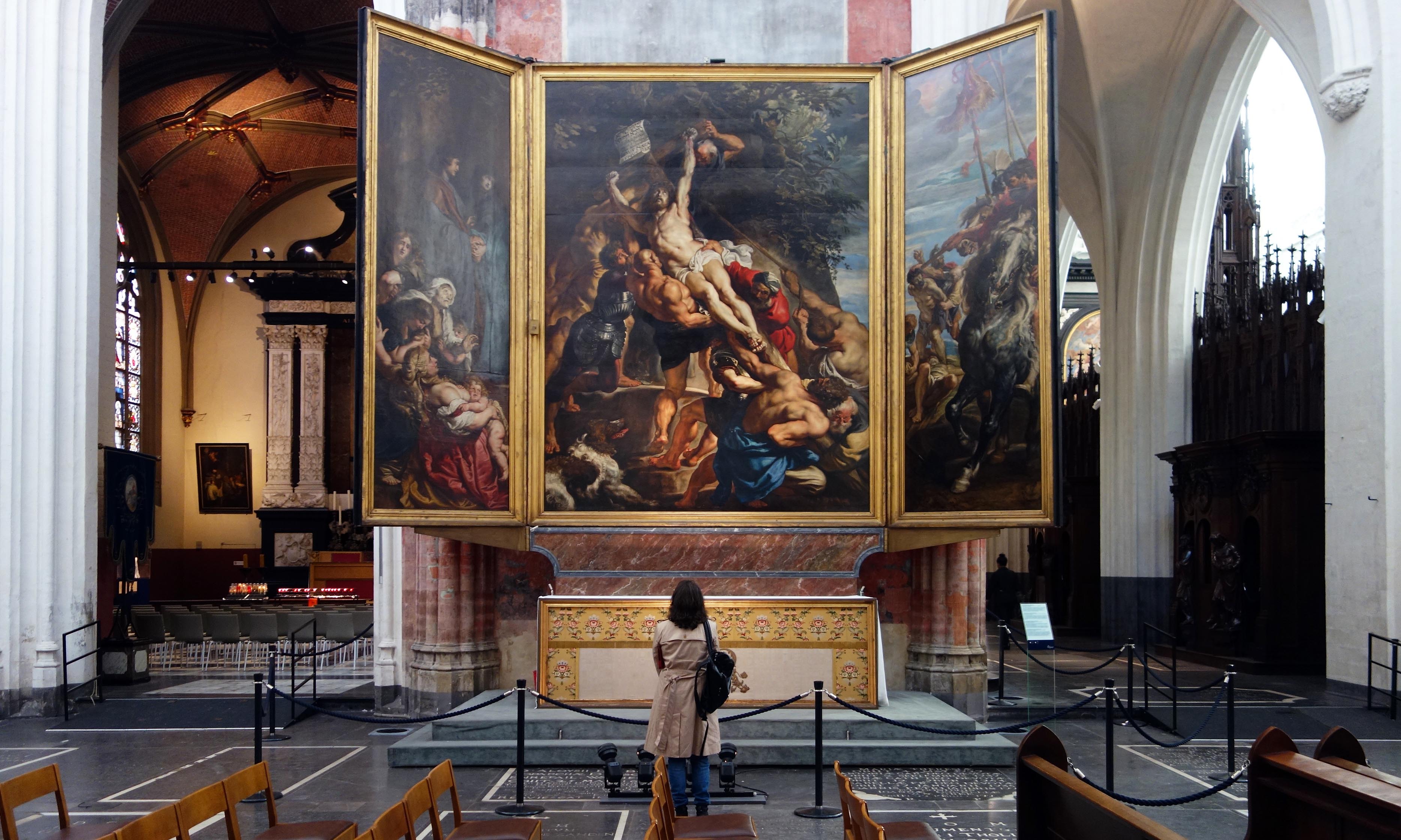 Peter Paul Rubens, Elevation of the Cross, from Saint Walburga, 1610, oil on wood, center panel: 15′ 1-7/8″ x 11′ 1-1/2″ (now in Antwerp Cathedral)