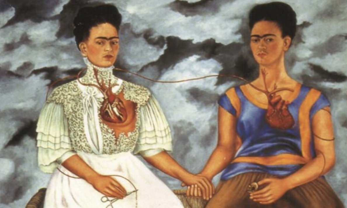 Frida Kahlo, The Two Fridas (Las dos Fridas), 1939, oil on canvas, 67-11/16 x 67-11/16" (Museo de Arte Moderno, Mexico City)