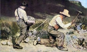 Gustave Courbet, The Stonebreakers, 1849, Oil on canvas, 165 x 257 cm (Gemäldegalerie, Dresden (destroyed))