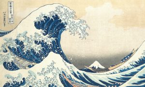 Katsushika Hokusai, Under the Wave off Kanagawa (Kanagawa oki nami ura), also known as The Great Wave, from the series Thirty-six Views of Mount Fuji (Fugaku sanjūrokkei), c. 1830-32, polychrome woodblock print; ink and color on paper, 10 1/8 x 14 15 /16
